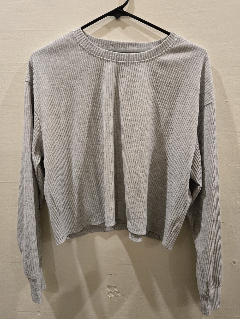 90 Degree By Reflex Light Gray Ribbed Long Sleeve